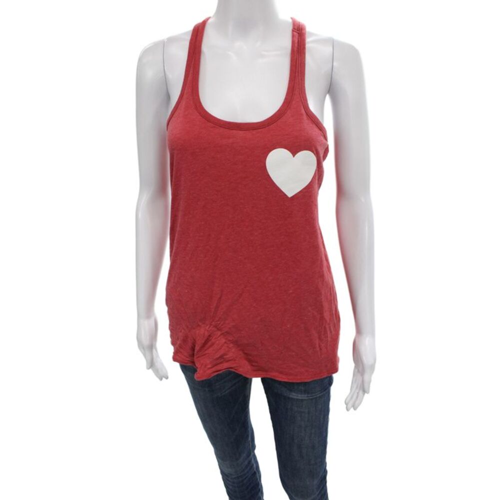 Chaser Women Jersey Tank Red Scoop Neck Sleeveless Size S